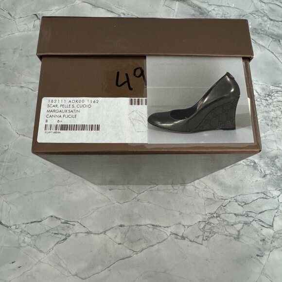 Gucci platinum wedges vintage size 6+ with Box, dusters and booklet Full Set - Picture 2 of 16